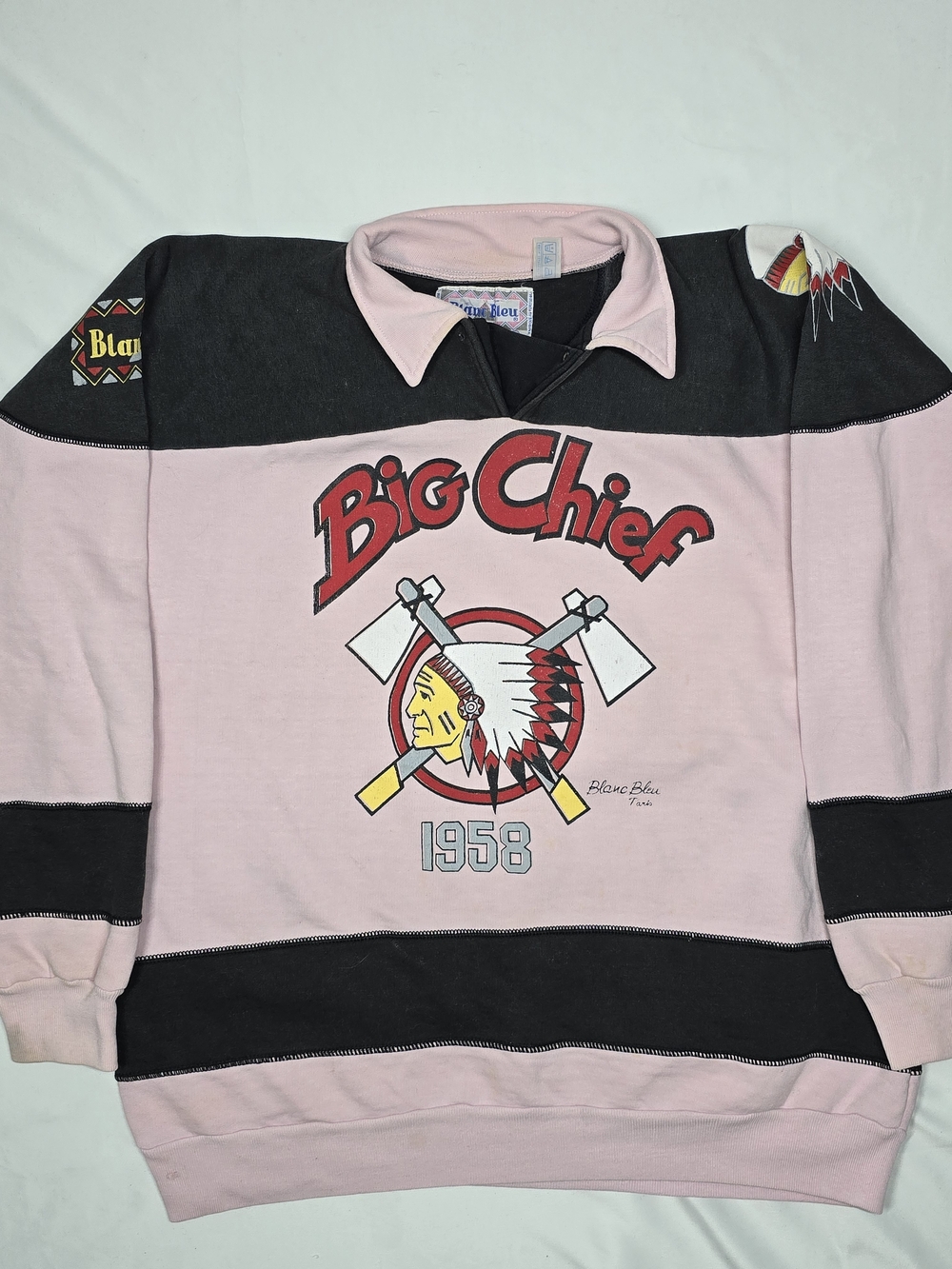 Vintage Blanc Bleu Bruno Khayat Big Chief Pullover Sweatshirt XL